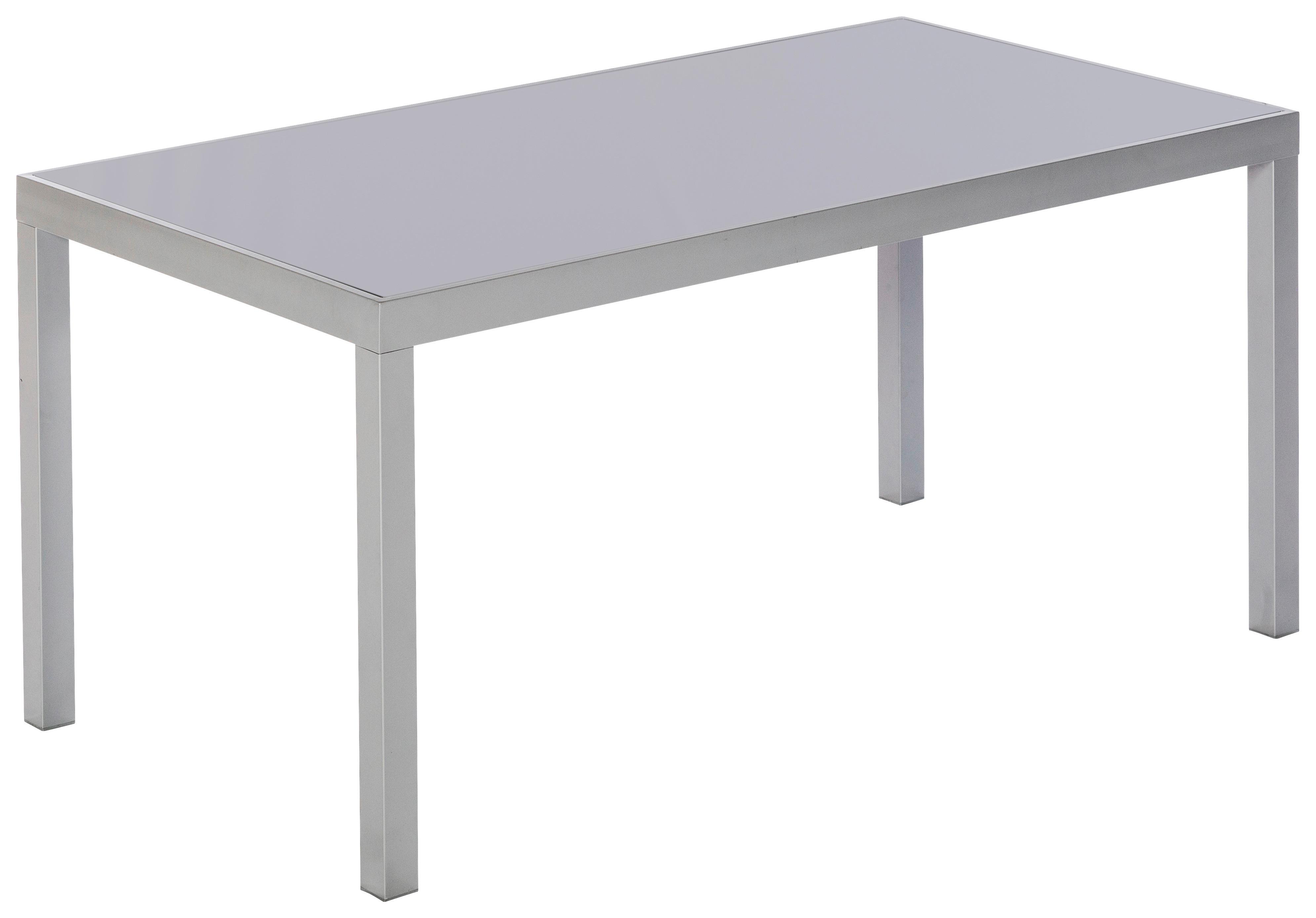 Gartentisch Aluminium/Glas L: 150 cm - Silberfarben, KONVENTIONELL, Glas/Metall (150/90/72cm) - Gardenson