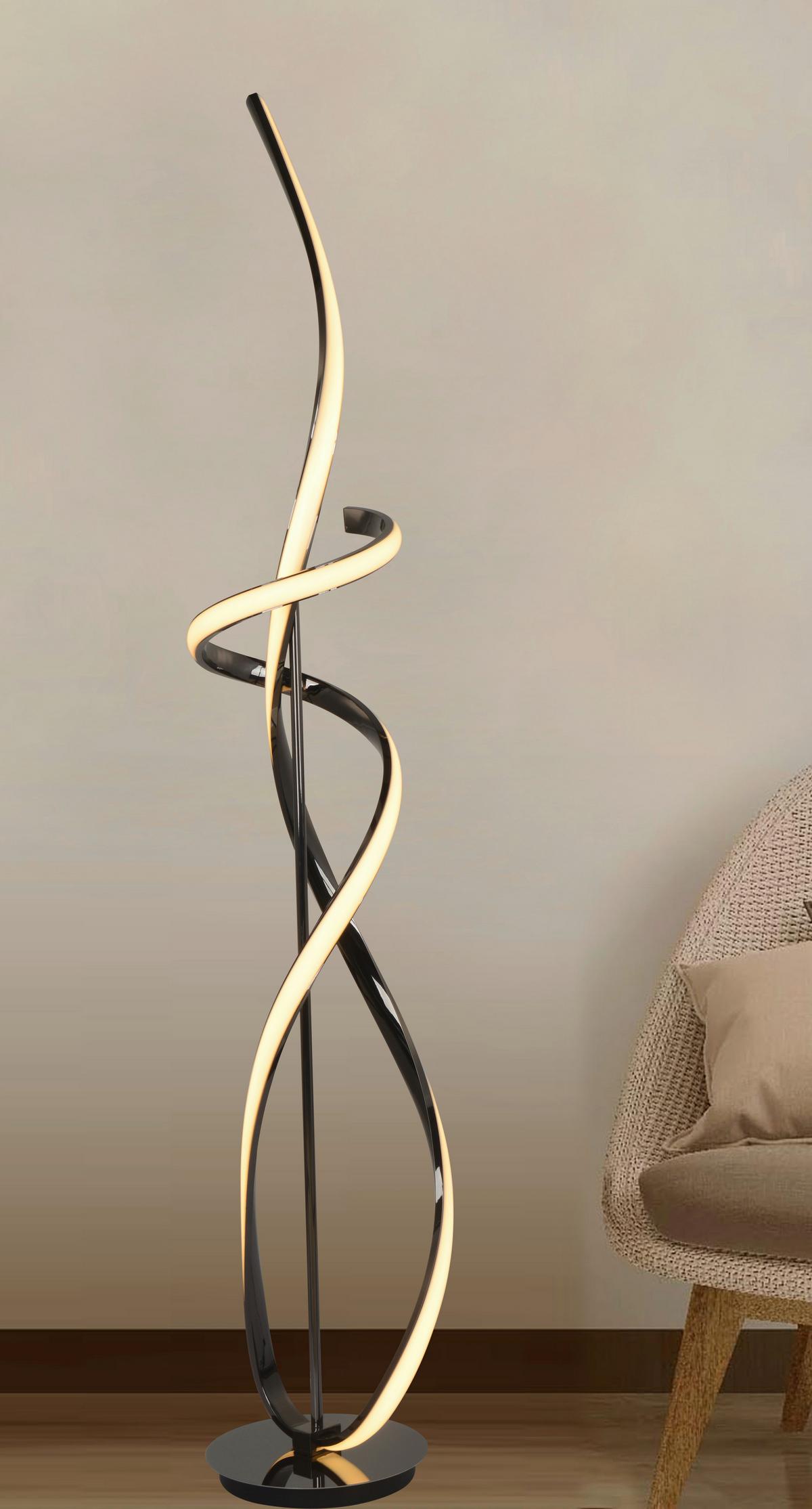 LAMPA STOJĄCA LED 3064-105 BANDOL - czarny chrom, Design, tworzywo sztuczne/metal (25/25/143cm)