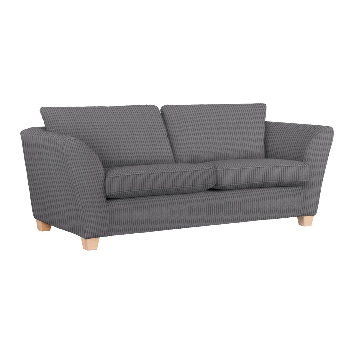3-Sitzer-Sofa Devado Dunkelgrau Cord - Dunkelgrau/Naturfarben, Holz/Textil (216/70-85/95cm) - Mömax