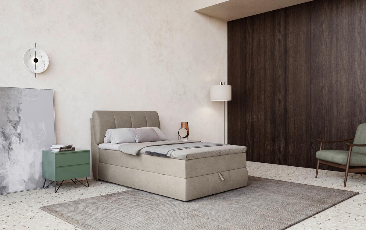 Box Ágy Cooper - taupe, Konventionell, faalapú anyag/textil (140/200cm)