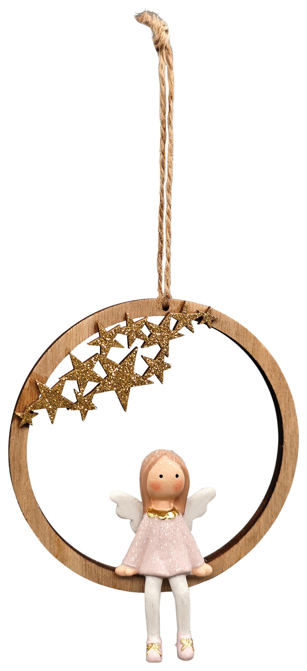 Dekohänger Holly Rosa/Weiß - Weiss/Naturfarben, Konventionell, Holzwerkstoff/Kunststoff (9,5cm) - Mömax