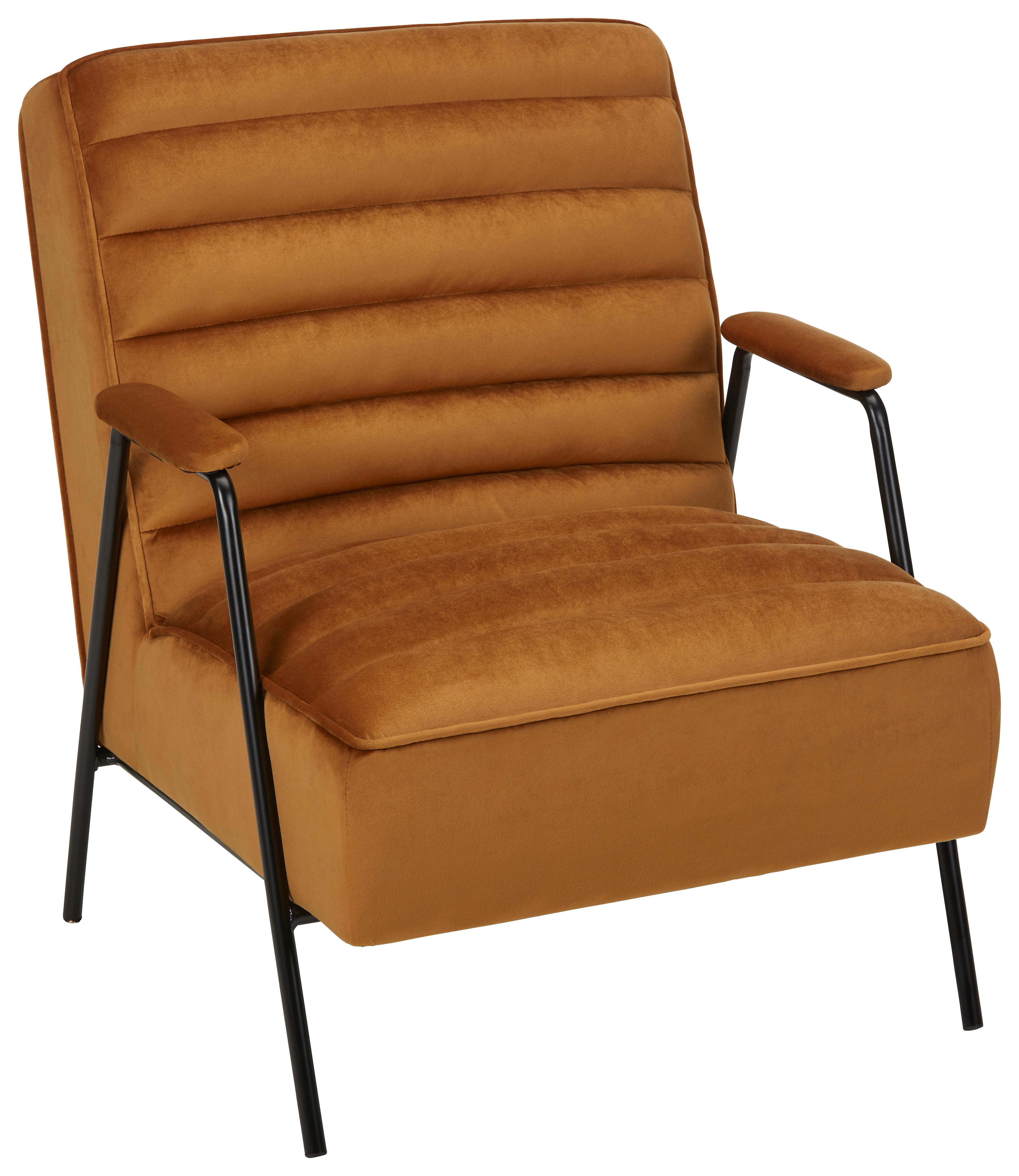 Armlehnstuhl aus Kiefer in Braun - Schwarz/Braun, Modern, Holz/Textil (60/83/80cm) - Modern Living