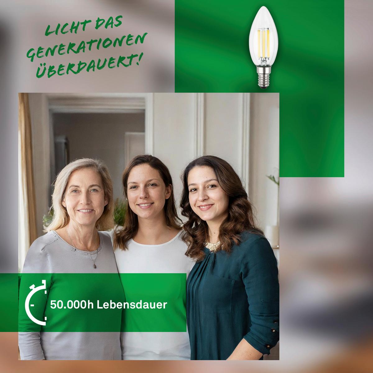 ŻARÓWKA LED 0553004 KERZE 2ER SET - kolor srebrny, Basics, szkło (3.5/9.8cm)