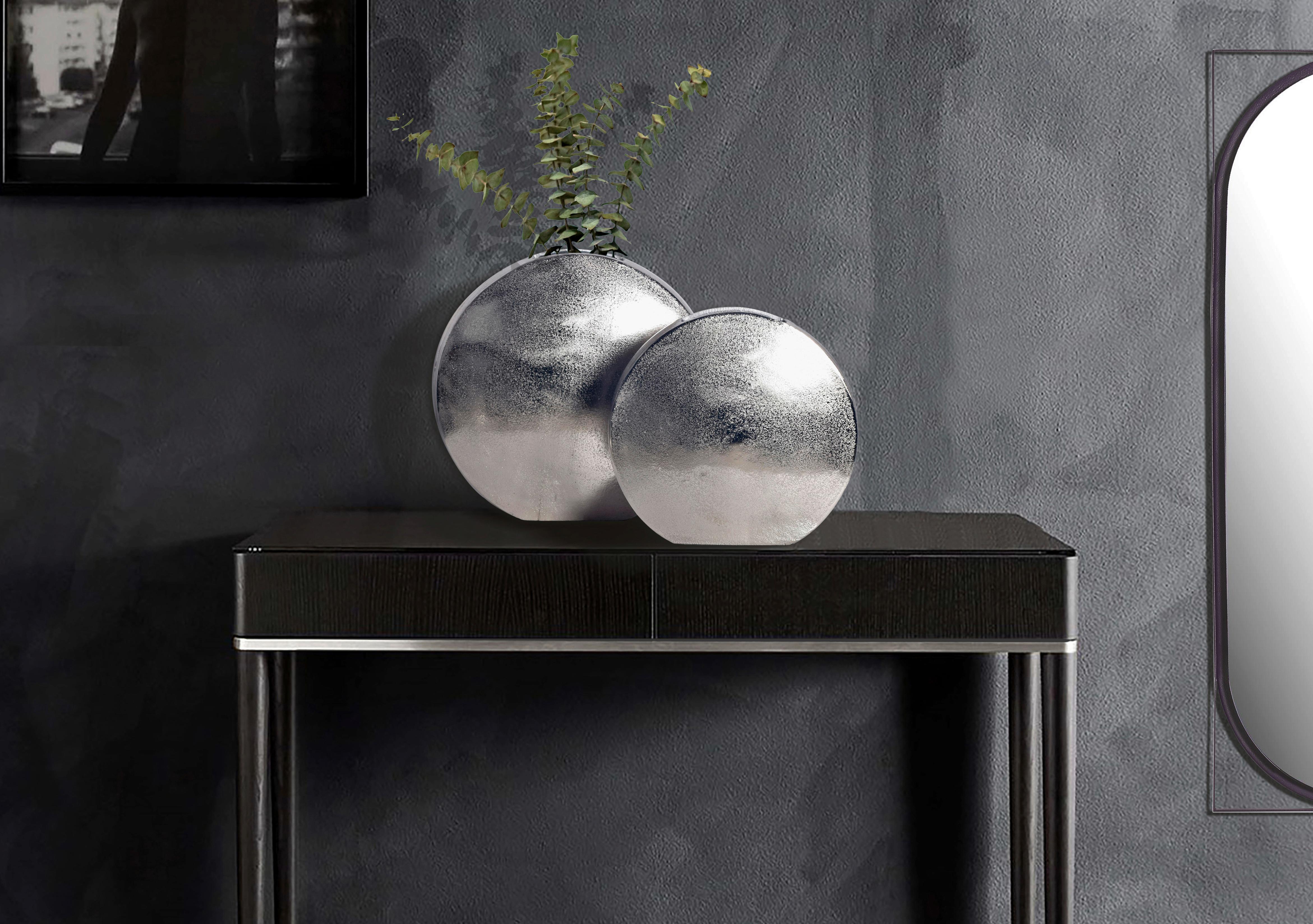 DEKOVASE Dekovase 2er Set Silber - Silberfarben, Design, Metall (35/34/13,5cm) - Livetastic