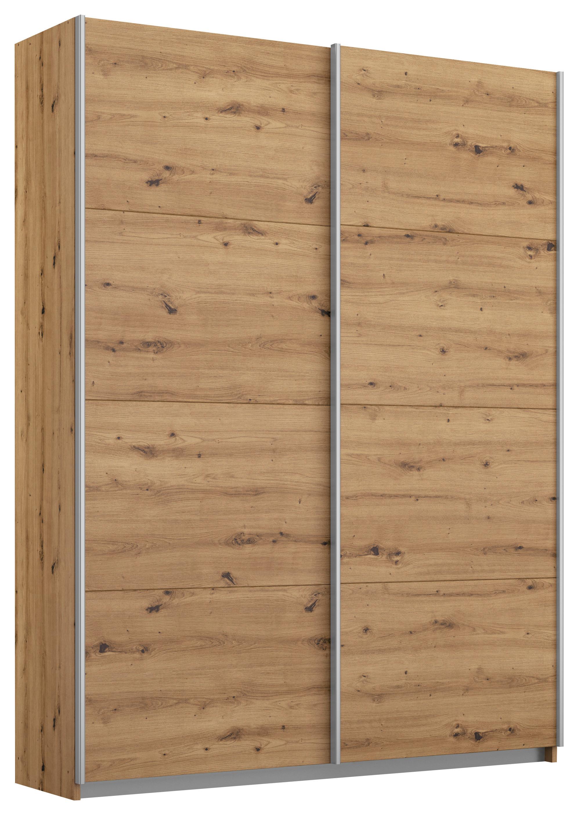 Ormar S Kliznim Vratima Subito - hrast Artisan/boje aluminija, Moderno, drvni materijal/metal (136/197/61cm) - Modern Living