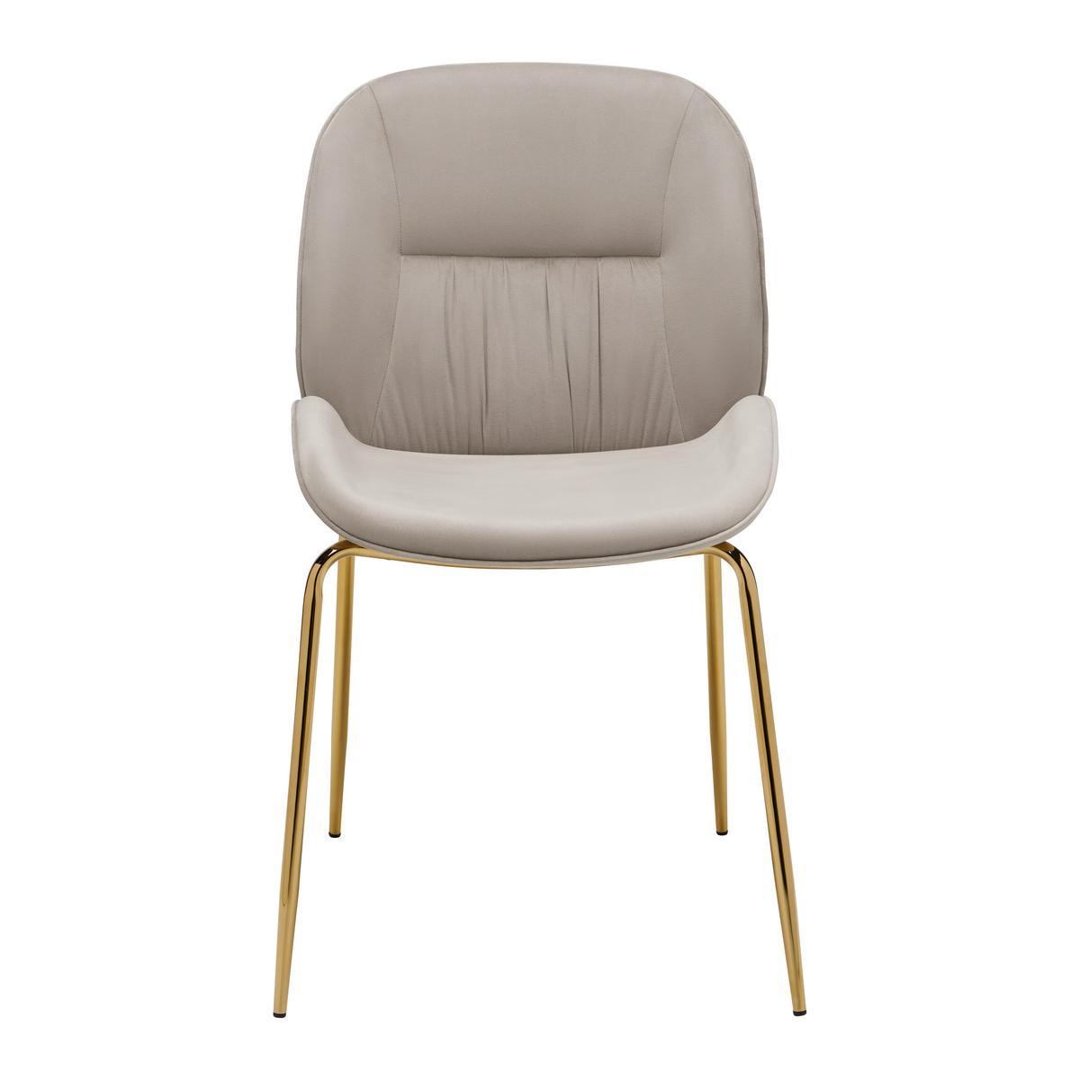 Stol Azra, Bež, Žamet - zlate barve/bež, Trend, kovina/tekstil (48/85/61cm) - Mömax