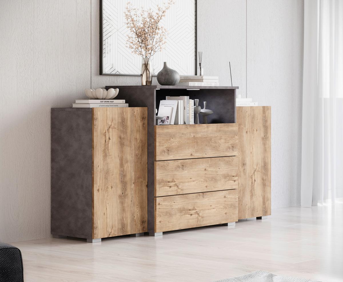 SIDEBOARD URBAN 150 - Kastanieneichefarben/Anthrazit, Lifestyle, Holzwerkstoff/Kunststoff (150/81/37cm) - P & B
