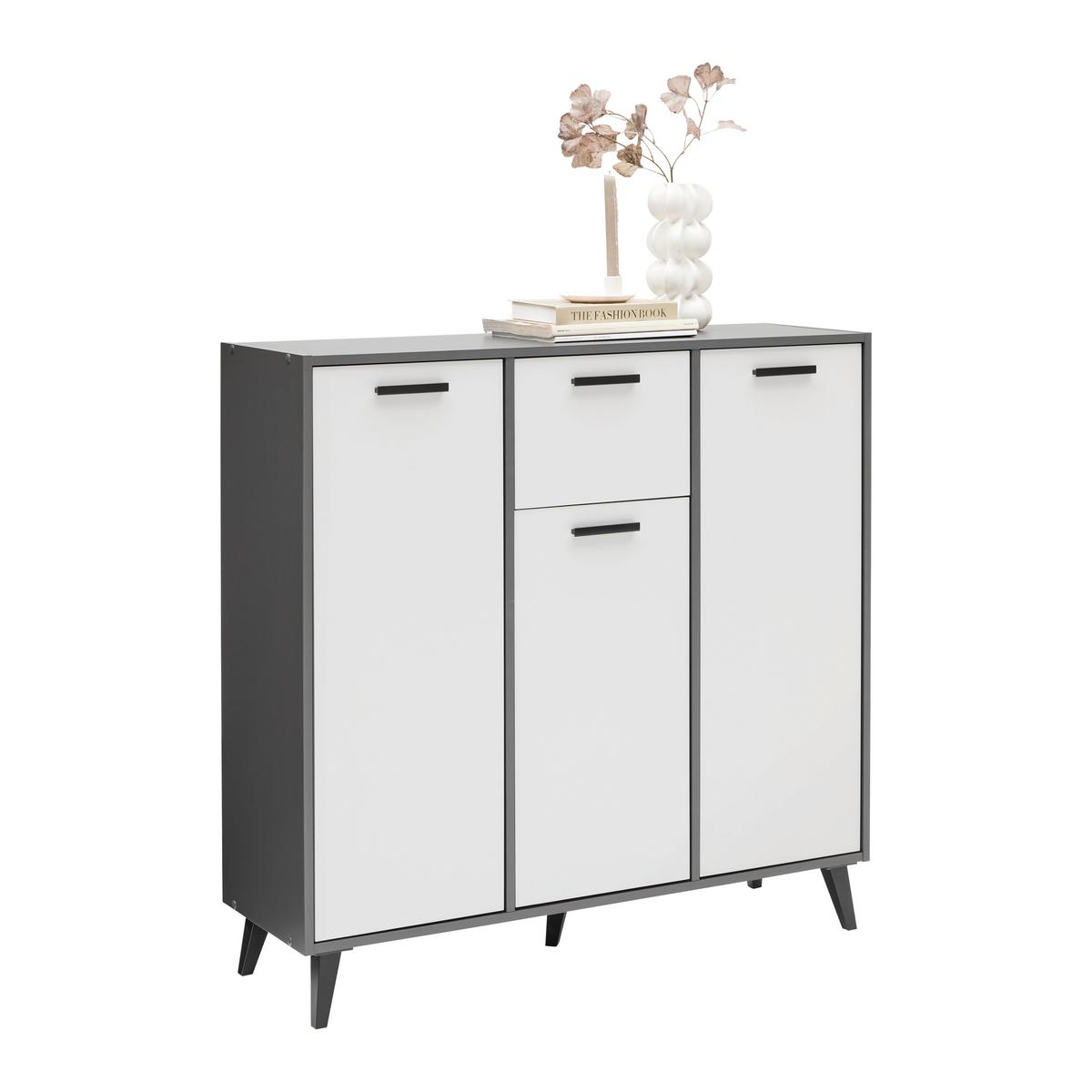 Kommode Ibiza Anthrazit/Weiß - Schwarz, KONVENTIONELL, Holzwerkstoff/Kunststoff (107/92/33cm) - Mömax