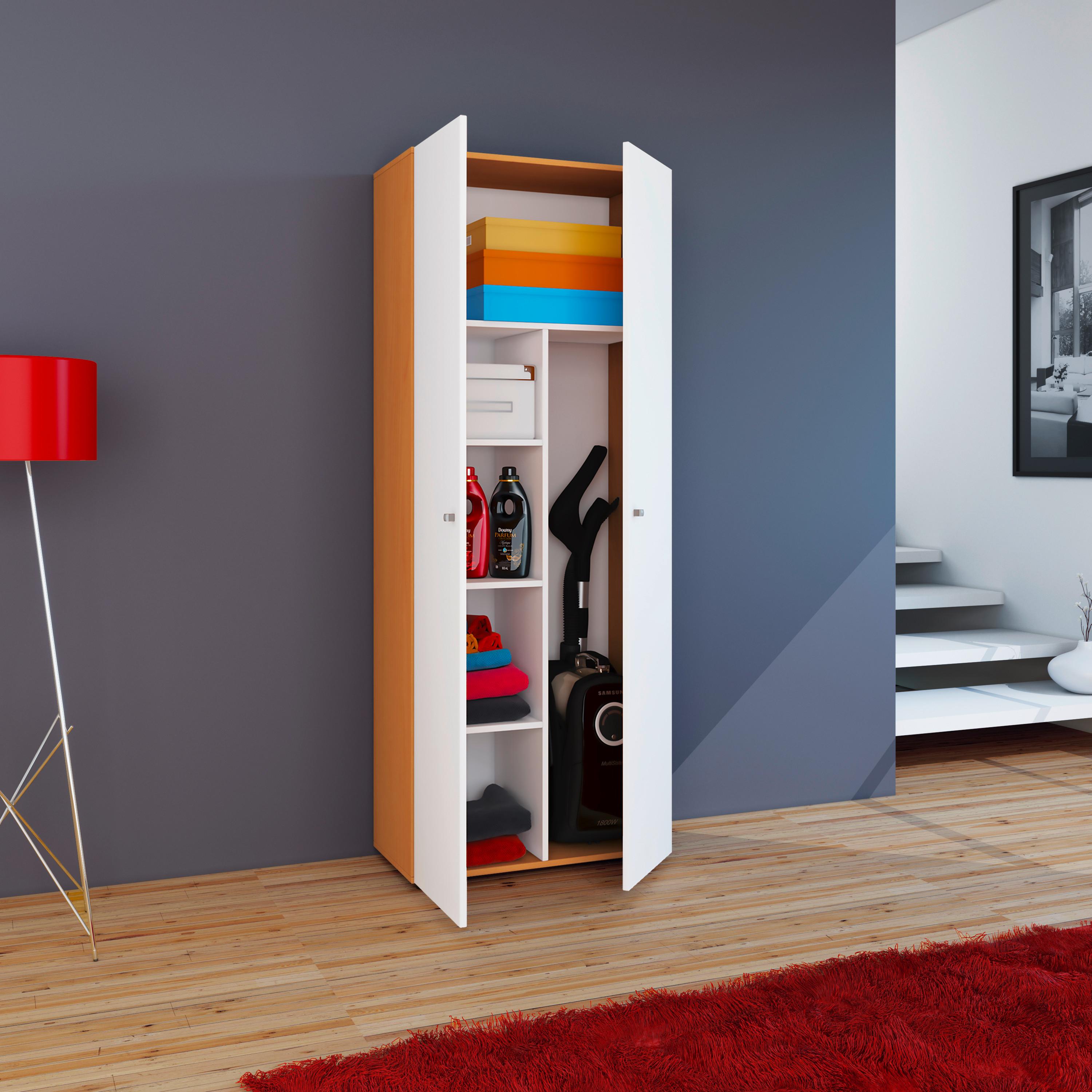 MEHRZWECKSCHRANK VANDOL II DT - Weiss/Silberfarben, Design, Holzwerkstoff/Kunststoff (70/178/39cm) - MID.YOU