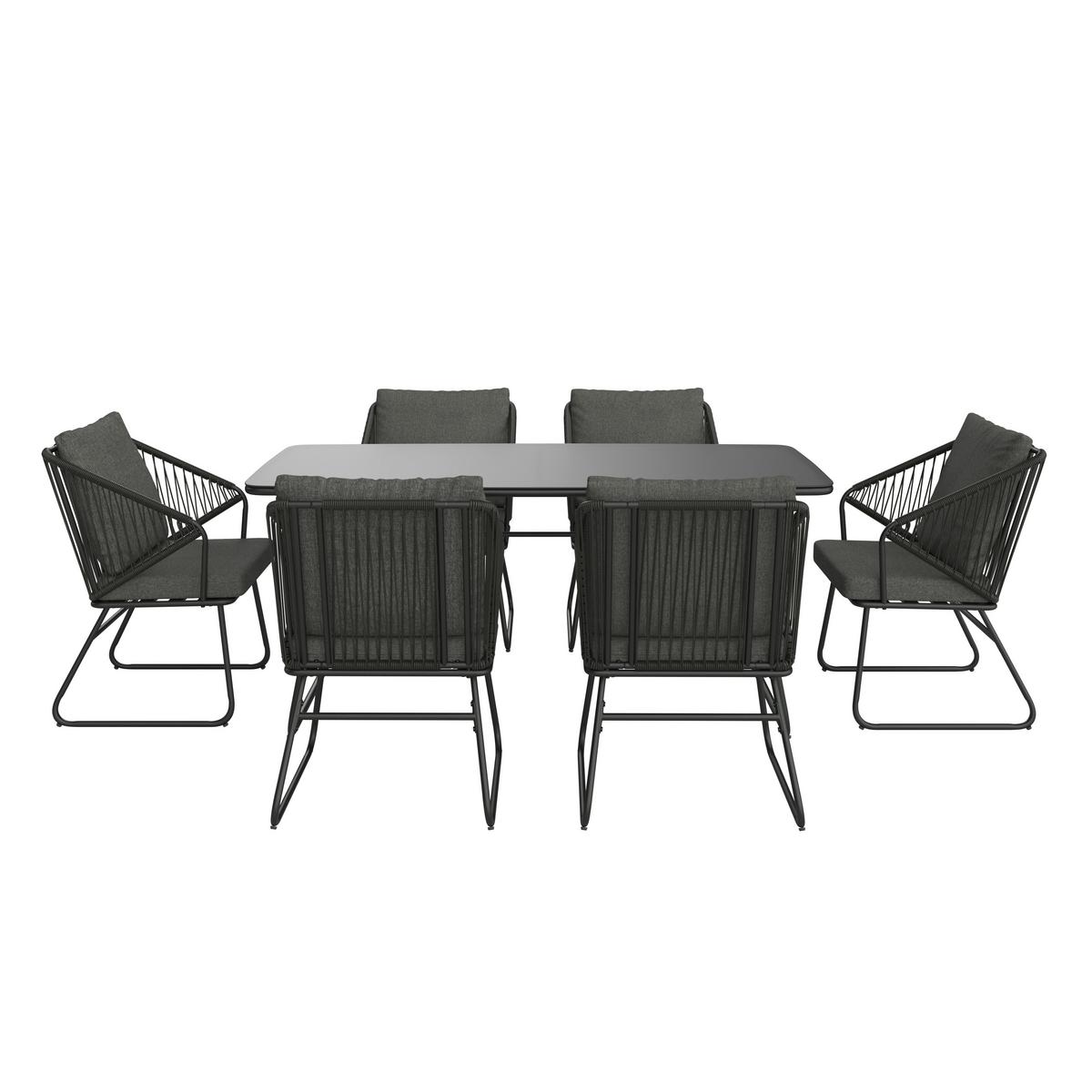 Set grădină Mathi - gri închis/negru, Modern, plastic/sticlă (85/76/180cm) - Mömax