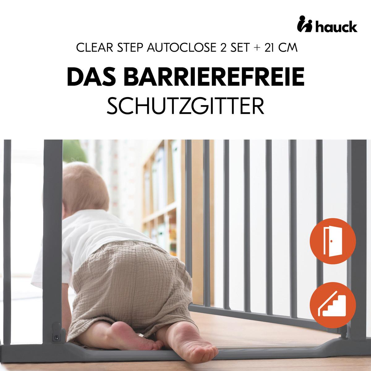 BRAMKA OCHRONNA DO DRZWI 597460 CLEAR STEP AUTOCLOSE 2 - ciemnoszary, Basics, tworzywo sztuczne/metal (96 - 101/77cm) - Hauck