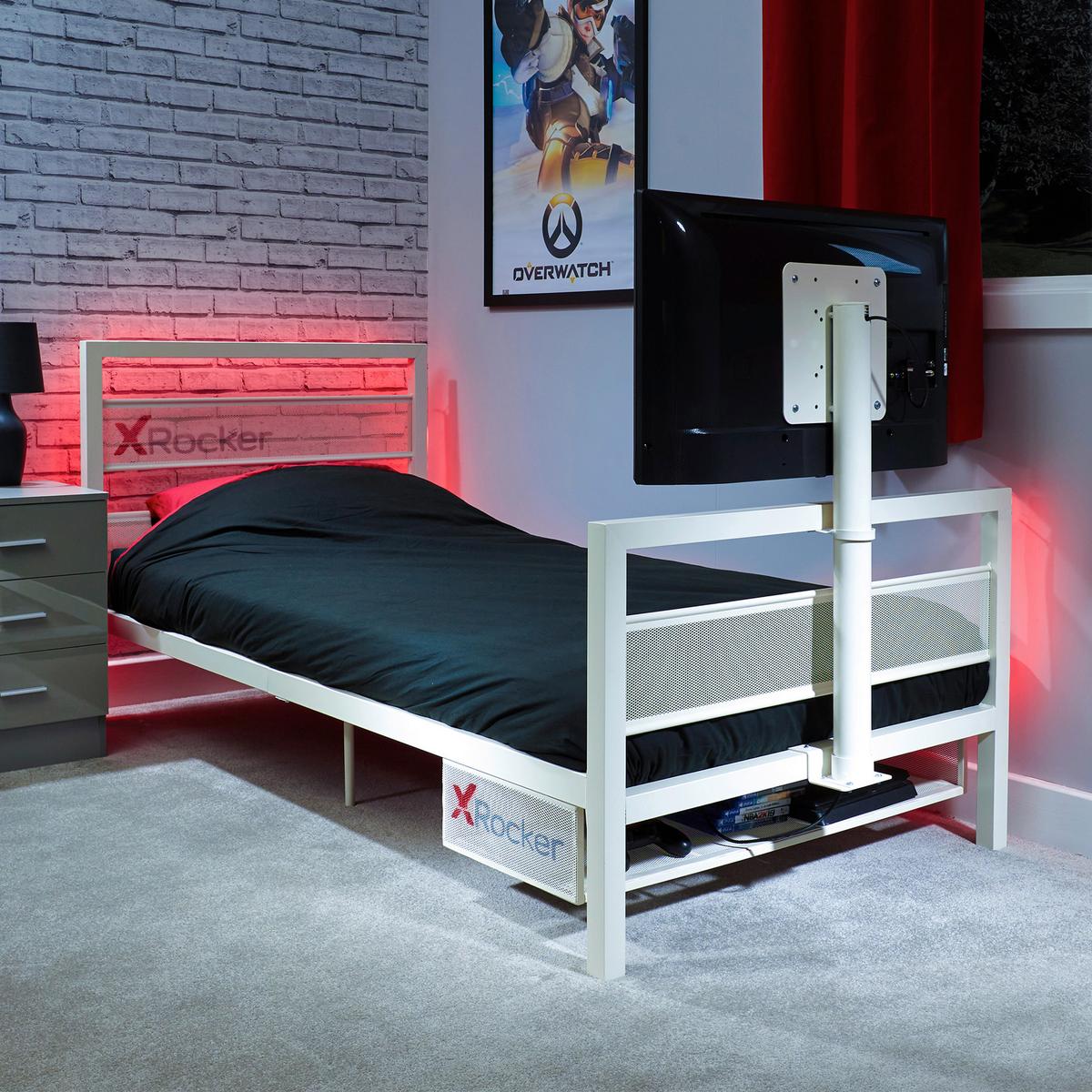 Gamingbett Basecamp 90x190cm Ohne TV Weiß - Weiß, MODERN, Metall (90/190cm) - X Rocker