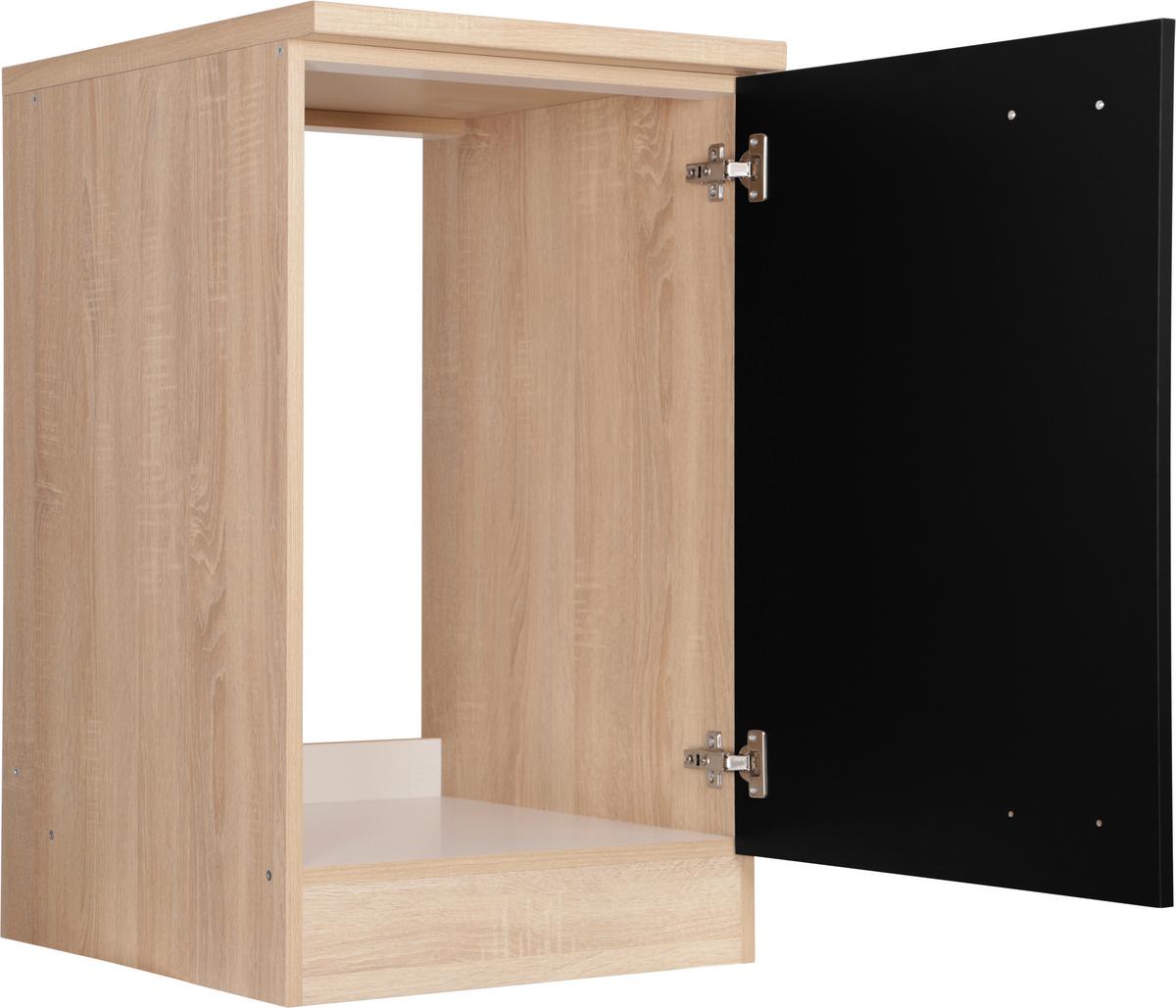 Spodnja Omarica Za Korito Merle, Barva Hrasta, Črna - srebrne barve/črna, Basics, kovina/leseni material (50/84,8/60cm) - Respekta