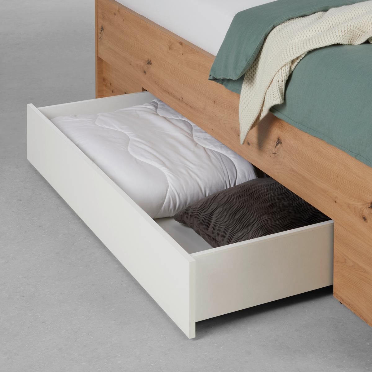 Stauraumbett in Weiß/Eichefarben - Weiß/Eiche Artisan, KONVENTIONELL, Holzwerkstoff (160/200cm) - Mömax