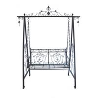 Hollywoodschaukel Kari Schwarz - Schwarzbraun/Rostfarben, Basics, Metall (178/220/89,5cm) - Gardenson