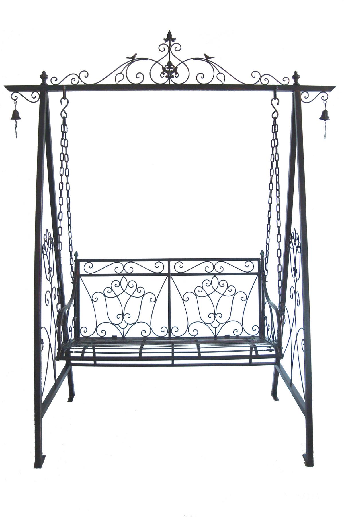 Hollywoodschaukel Kari Schwarz - Schwarzbraun/Rostfarben, Basics, Metall (178/220/89,5cm) - Gardenson