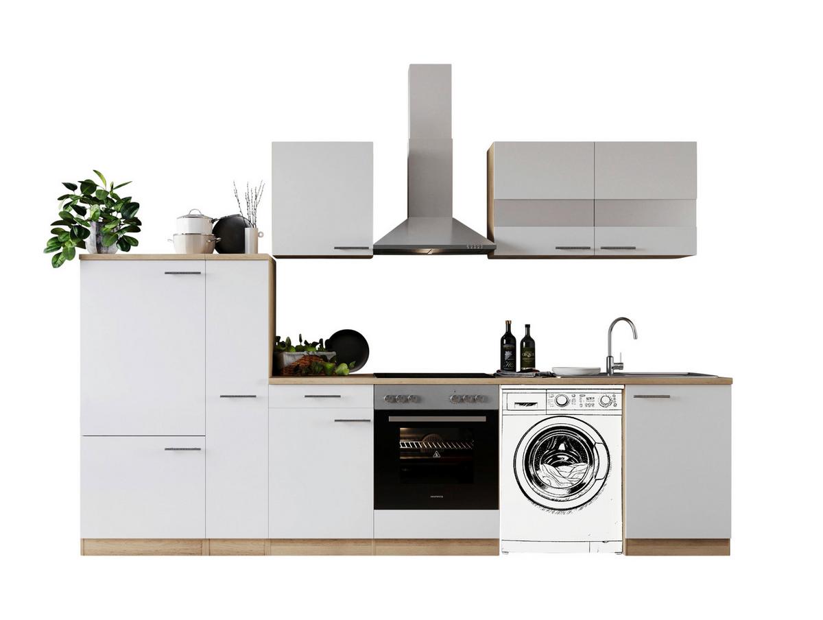 Kuhinjski Blok Z Aparati Merle, 310cm - barve nerjavečega jekla/barve hrasta, Basics, kovina/steklo (310cm) - Respekta