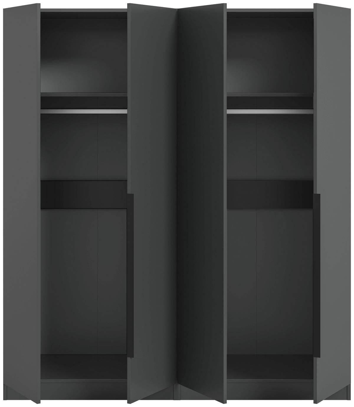 Drehtürenschrank KOPENHAGEN ca.160x181x52cm Anthrazit - Anthrazit/Schwarz, MODERN, Holzwerkstoff/Kunststoff (160/181cm) - MID.YOU