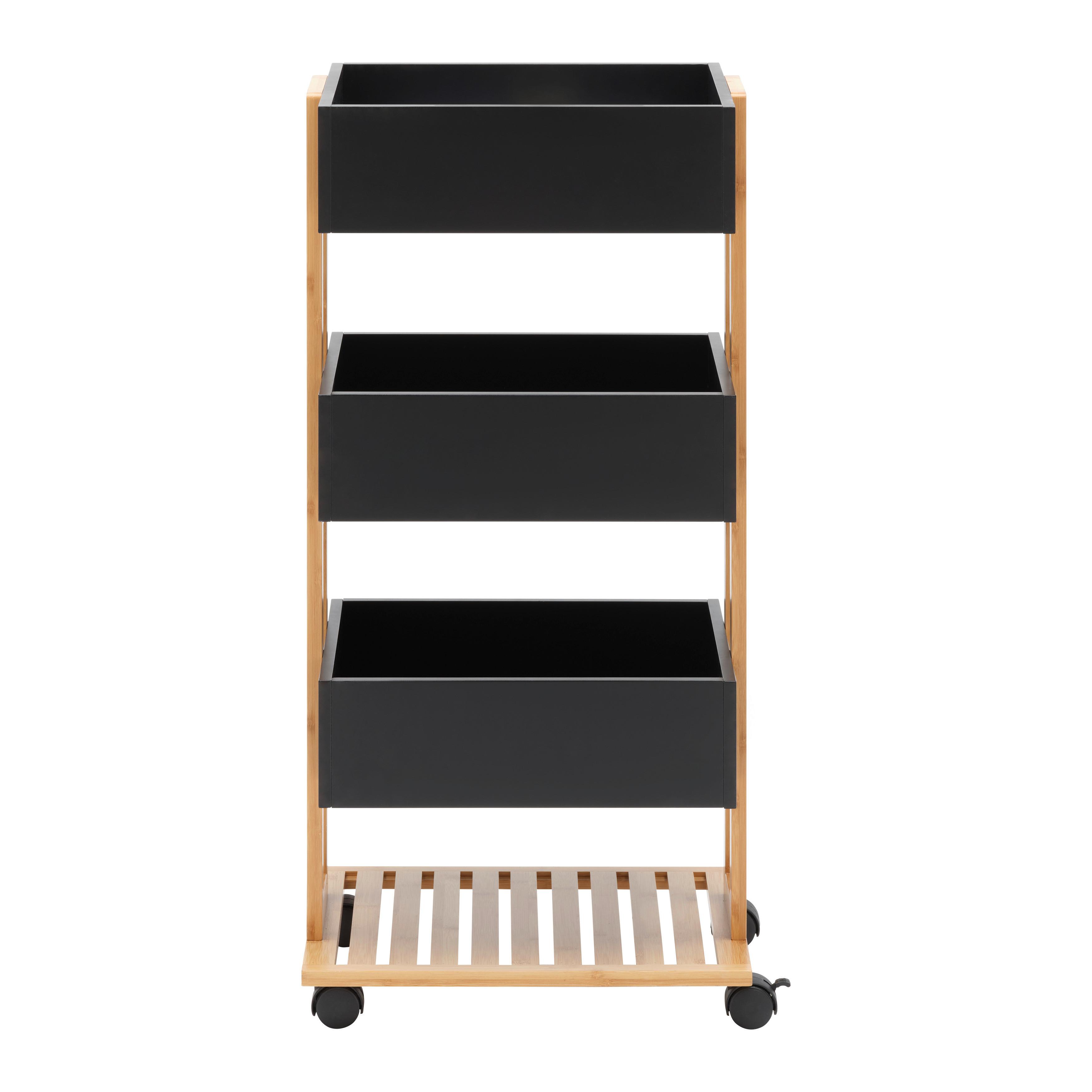 RULLVAGN ANNI -EXKLUSIV- -SB- - svart/naturfärgad, Modern, trämaterial/plast (41,5/88/31,5cm) - Mömax