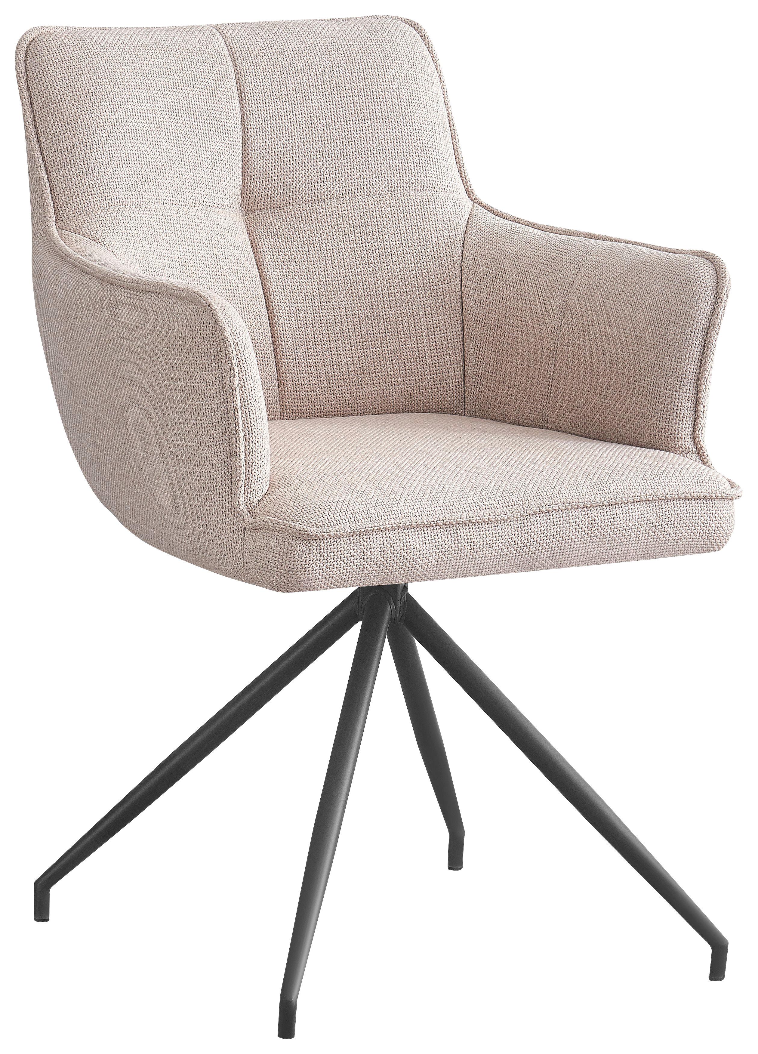 KRZESŁO Z PODŁOKIETNIKAMI BILL - beżowy/czarny, Design, metal/tkanina (58/84/62.5cm) - Novel