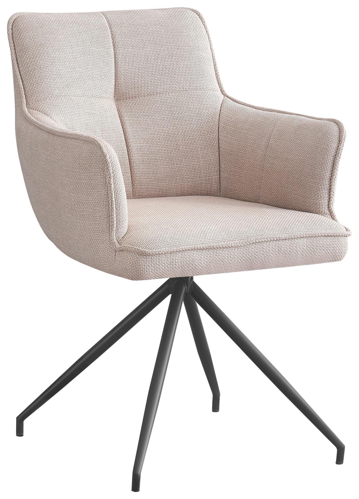 KRZESŁO Z PODŁOKIETNIKAMI BILL - beżowy/czarny, Design, metal/tkanina (58/84/62.5cm) - Novel