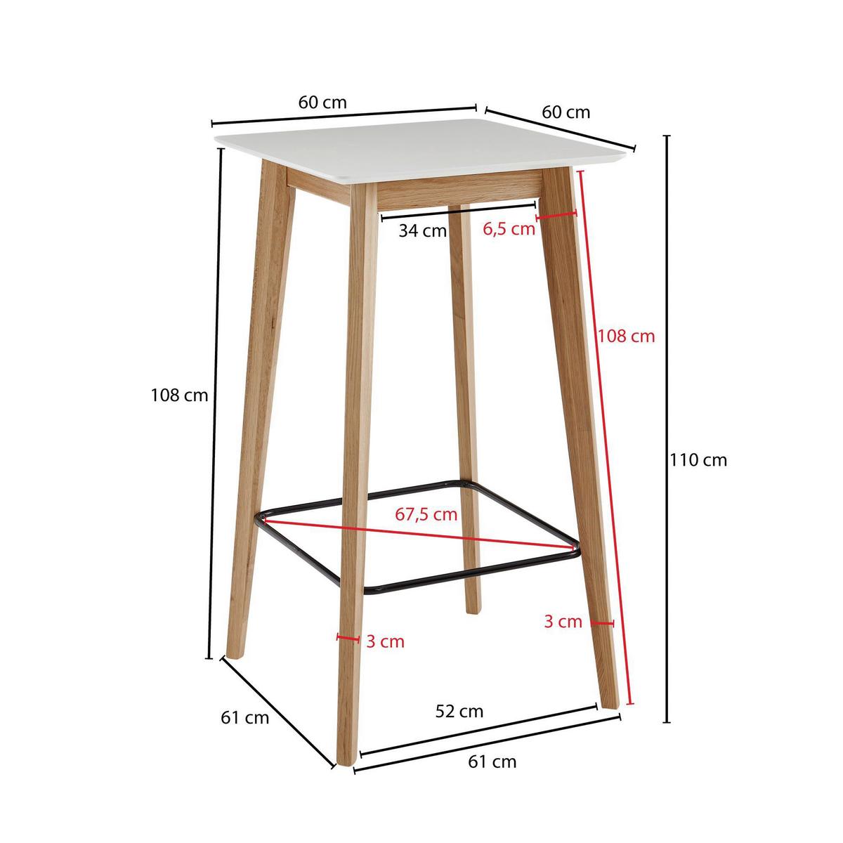 Barska Miza Wohnling - bela, Moderno, leseni material/les (60/110/60cm) - MID.YOU