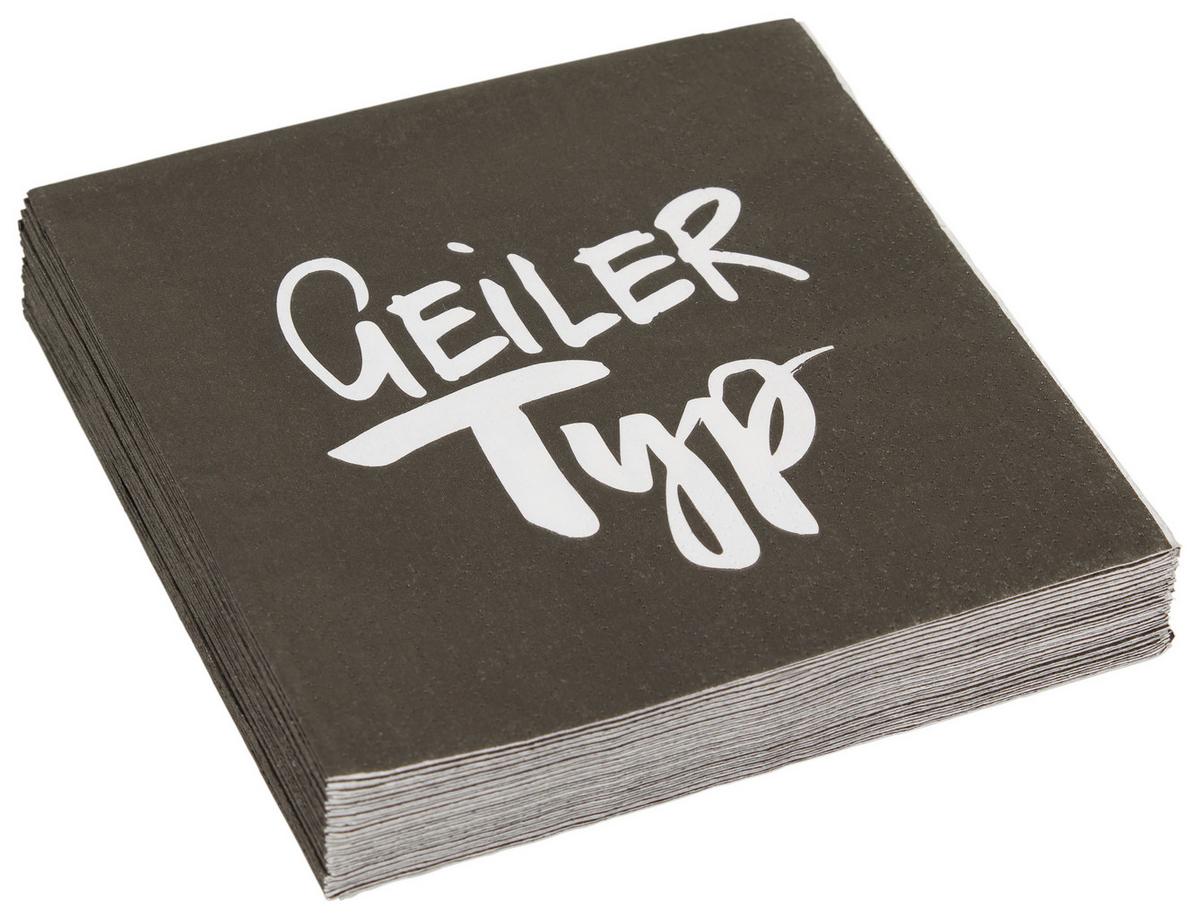 Cocktailserviette in Schwarz ca. 25x25cm - Weiss/Schwarz, Konventionell, Papier (25cm)