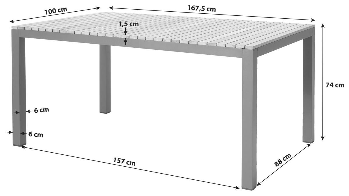 Gartentischgruppe Mood Extreme 5-tlg. Anthrazit/Teak - Anthrazit/Schwarz, Natur, Holz/Kunststoff (56,5/84/62cm) - Gardenson