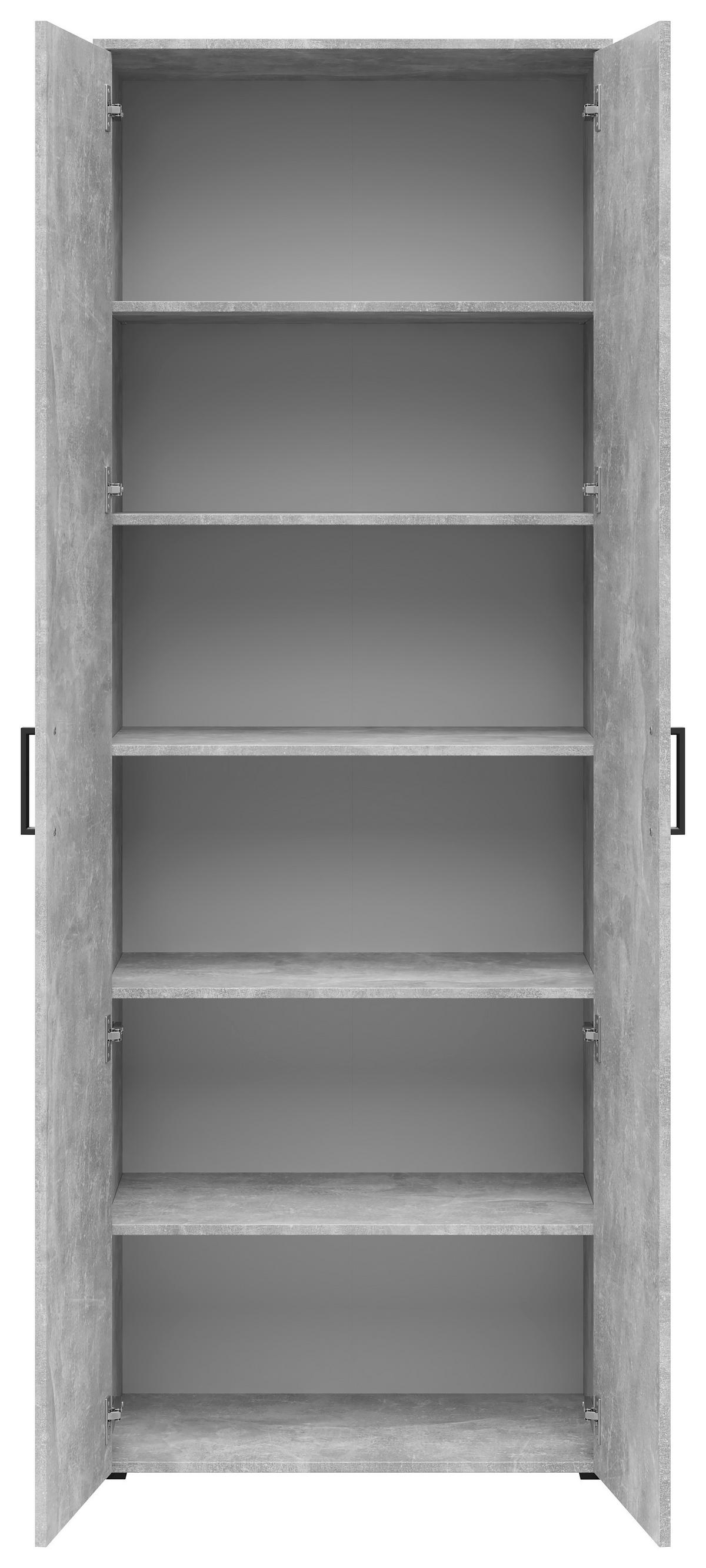Schrank Multistauraum Betonoptik - Schwarz/Grau, MODERN, Holzwerkstoff/Kunststoff (70/195/40cm) - Mömax