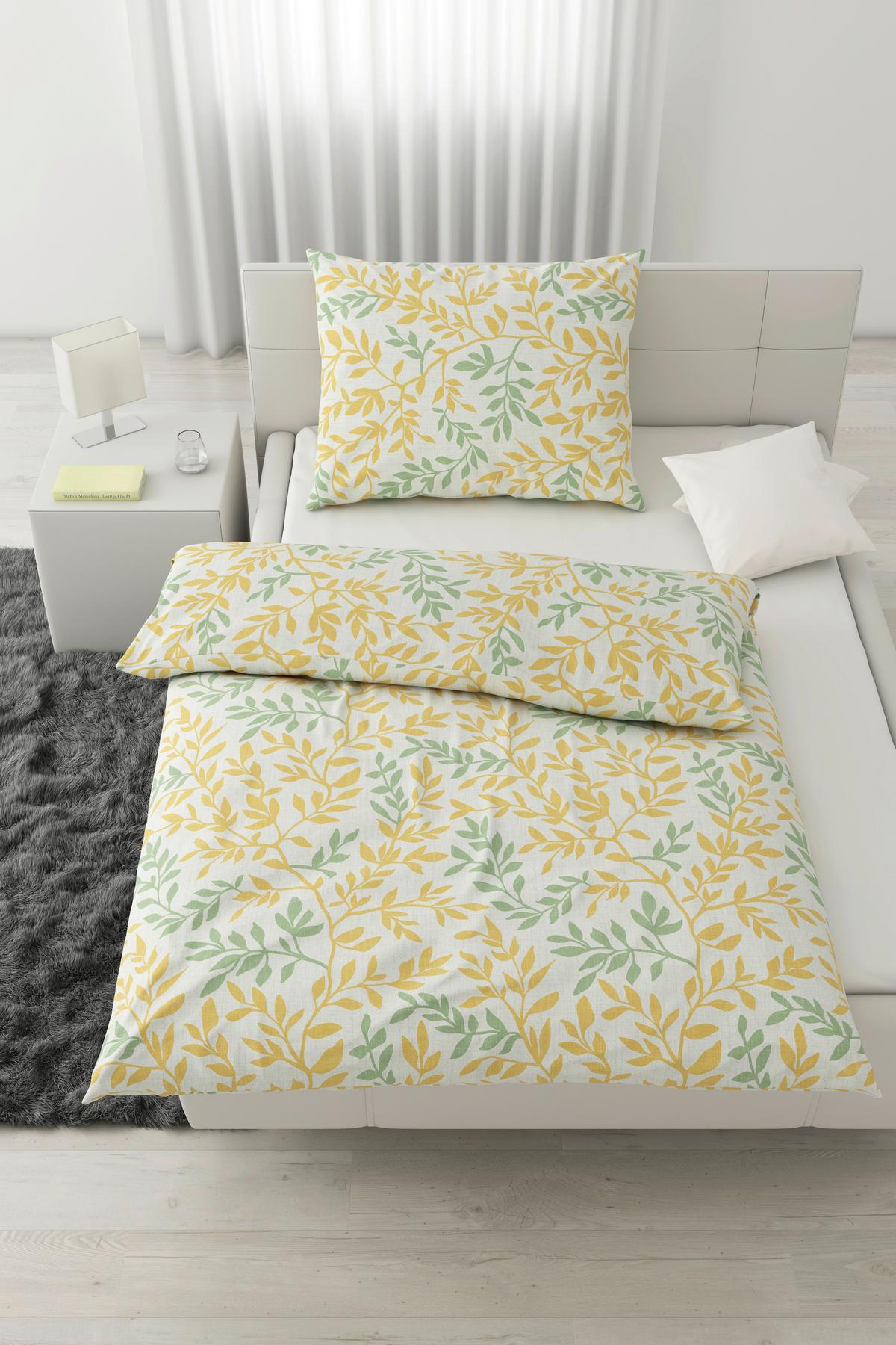 Ágyneműhuzat-garnitúra Siglinde - sárga/zöld, Konventionell, textil (140/200cm) - Modern Living