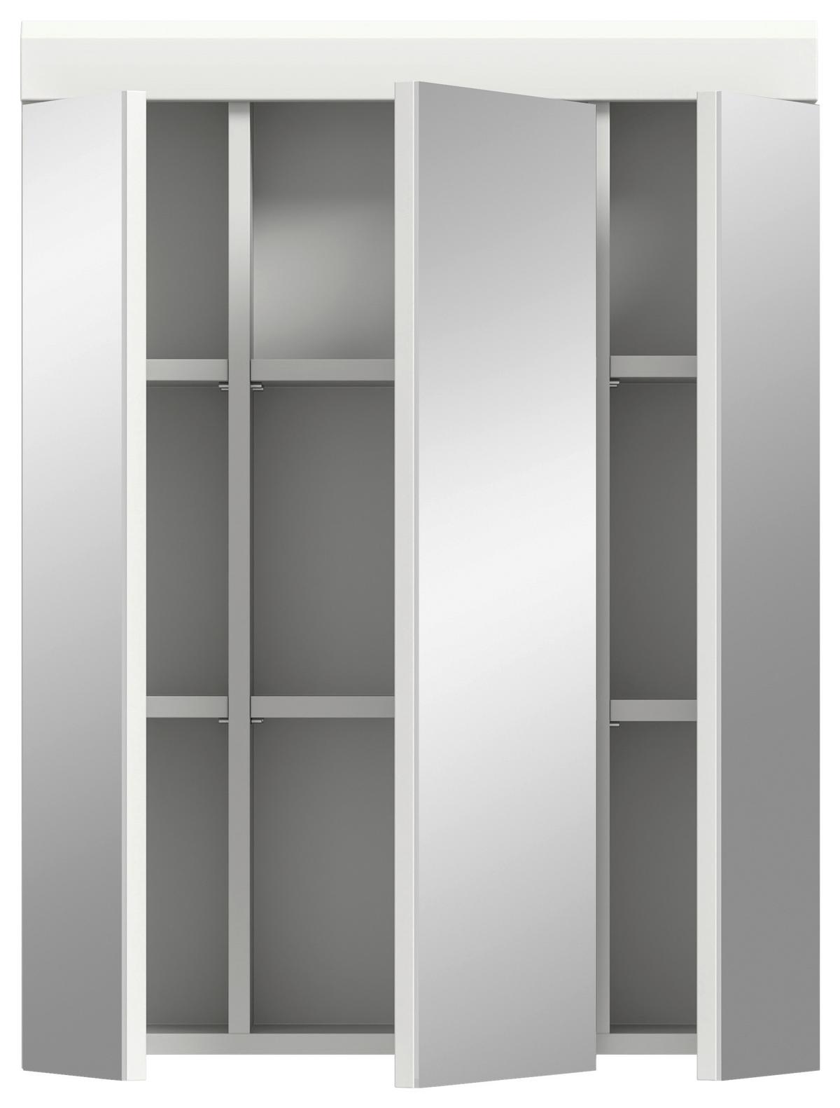 Omara Z Ogledalom Scout, Bela - bela/visoki sijaj, Moderno, steklo/leseni material (60/79/18cm) - MID.YOU