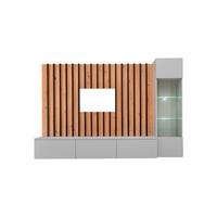 Wohnwand Verti Hellgrau/Eiche Artisan - Hellgrau/Eiche Artisan, MODERN, Glas/Holzwerkstoff (220/148/35cm) - P & B
