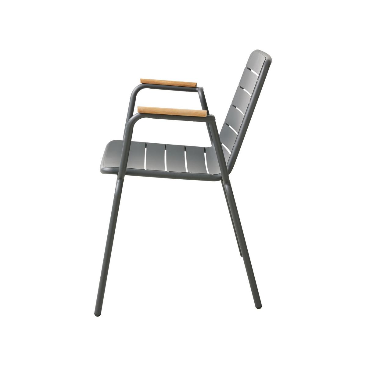 Gartenstuhl Parc Anthrazit/Teak stapelbar - Anthrazit/Naturfarben, Natur, Holz/Metall (58/80/58cm) - Gardenson
