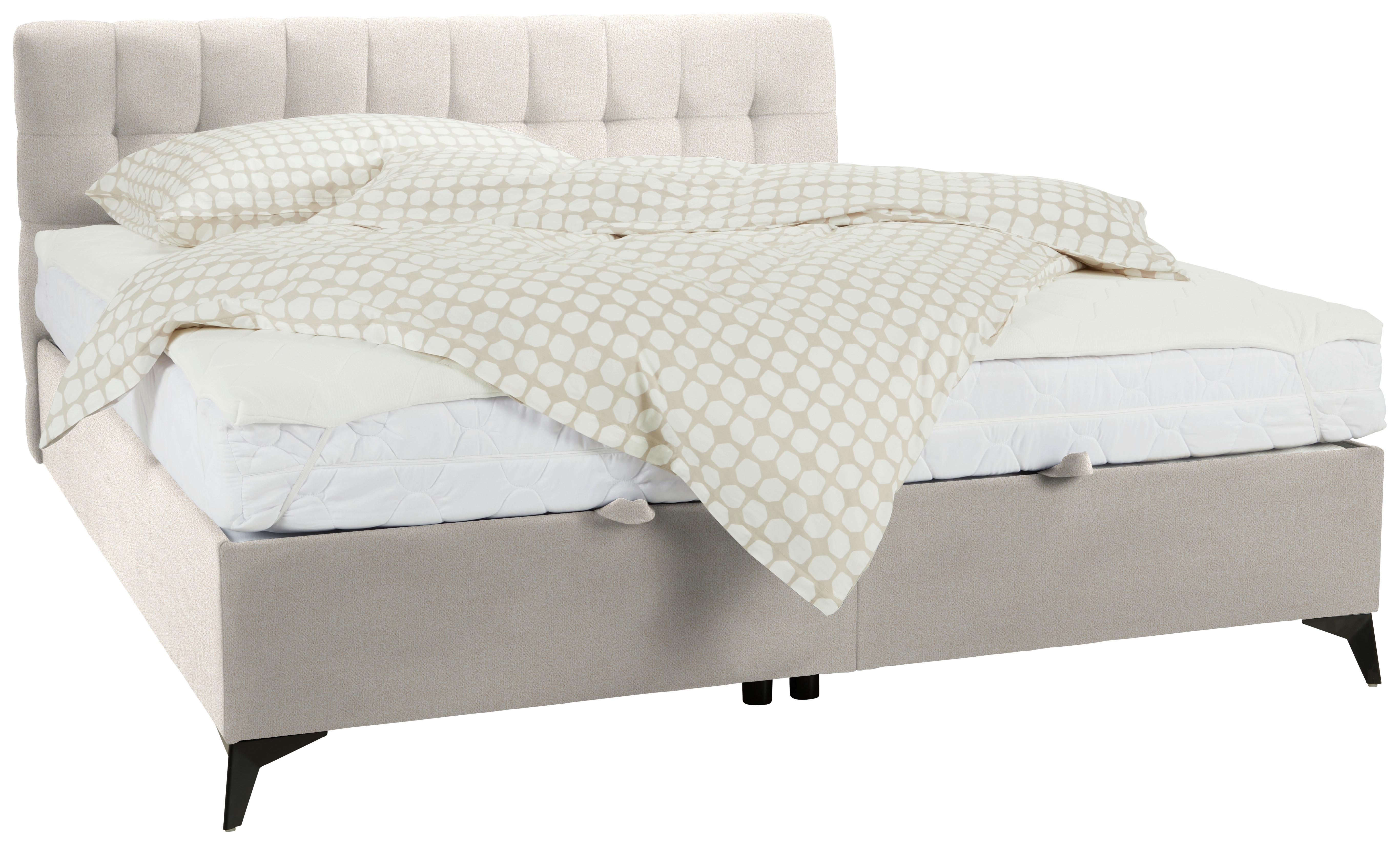 Boxbett in Beige ca. 180x200cm - Beige/Schwarz, KONVENTIONELL, Holzwerkstoff/Kunststoff (180/200cm) - Mömax