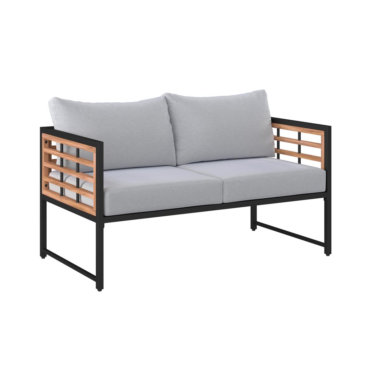 SOFA TARASOWA ARGOS - kolor naturalny/czarny, Modern, metal/drewno (125/67,5/63,5cm) - Ambia Garden