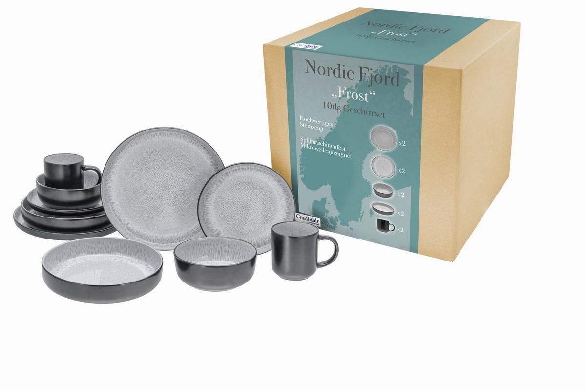 Kombinirani Servis Nordic Fjord Frost, 10-Delni - svetlo siva, Trend, keramika - Creatable