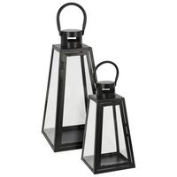 lanterne in Schwarz - Schwarz, Basics, Glas/Metall (14/29/14cm) - Modern Living