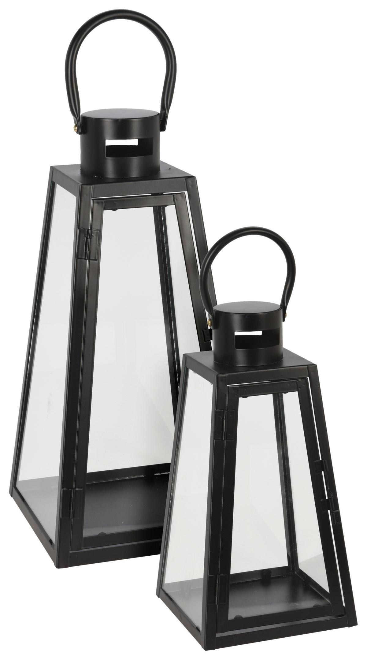 lanterne in Schwarz - Schwarz, Basics, Glas/Metall (14/29/14cm) - Modern Living