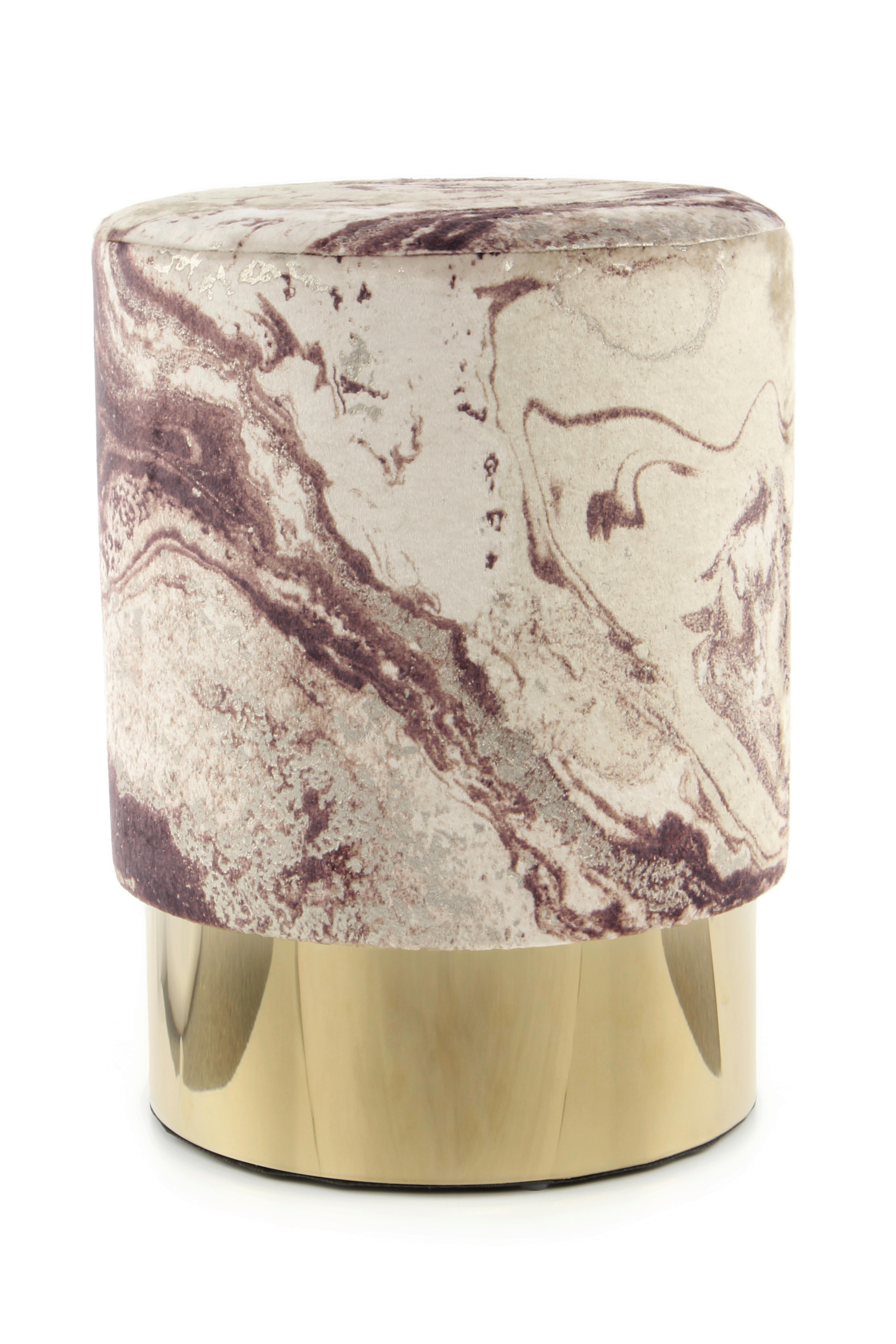 HOCKER GIPSY 325 - Goldfarben/Bronzefarben, Design, Textil/Metall (35/46/35cm) - Kayoom