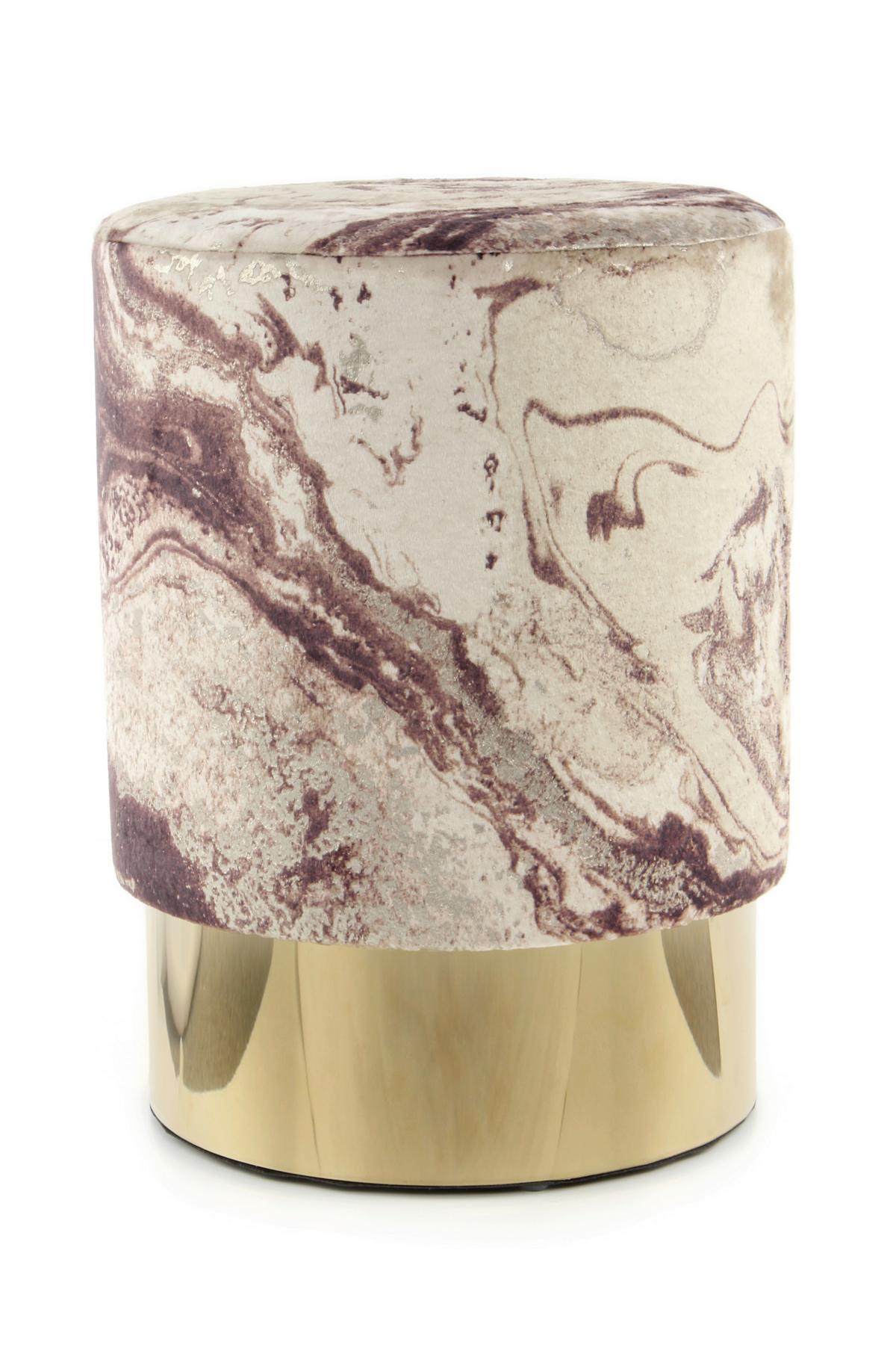 HOCKER GIPSY 325 - Goldfarben/Bronzefarben, Design, Textil/Metall (35/46/35cm) - Kayoom