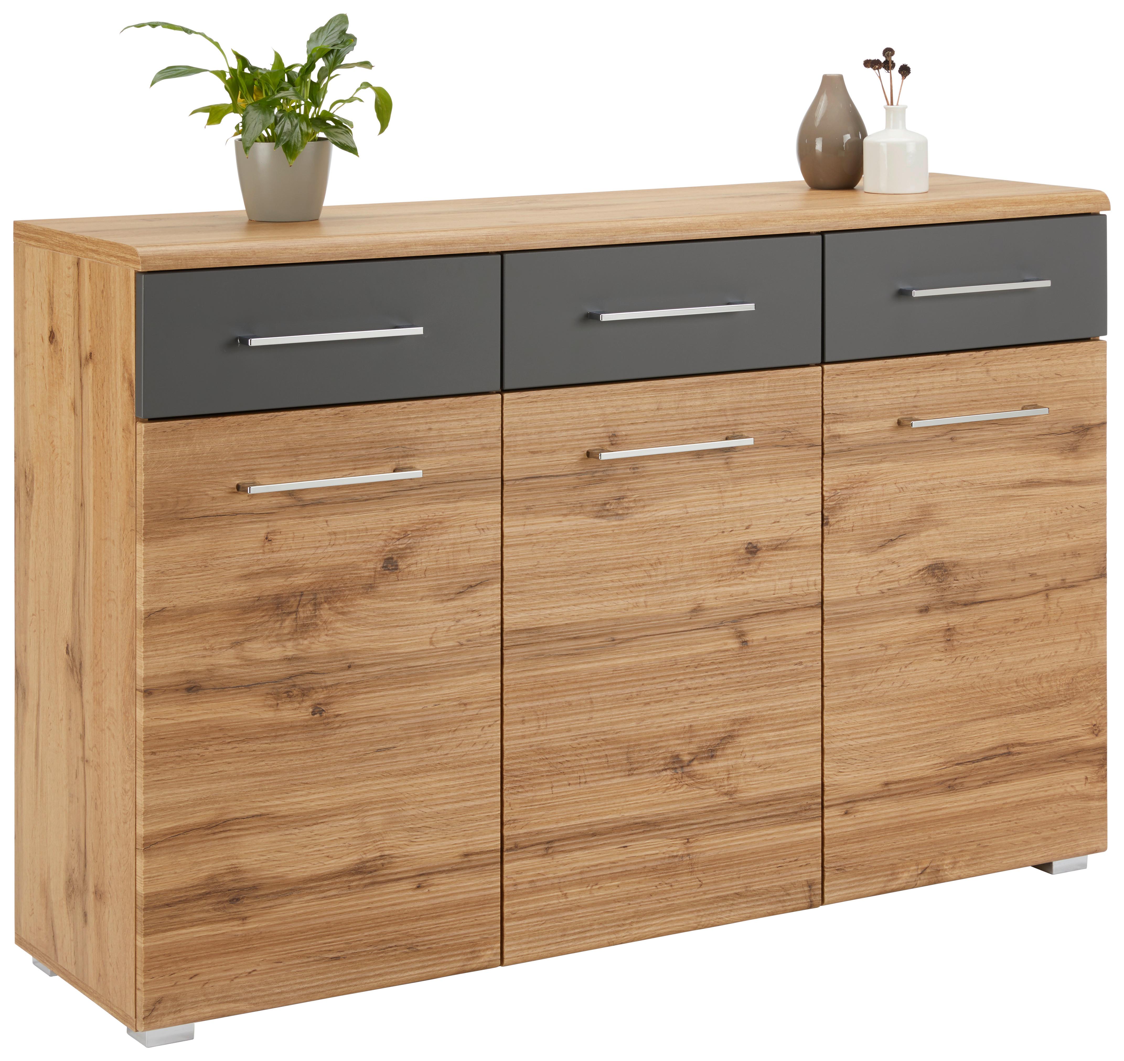 Sideboard in Eichefarben - Chromfarben/Eichefarben, Modern, Holzwerkstoff/Metall (140/95/40cm) - Mömax