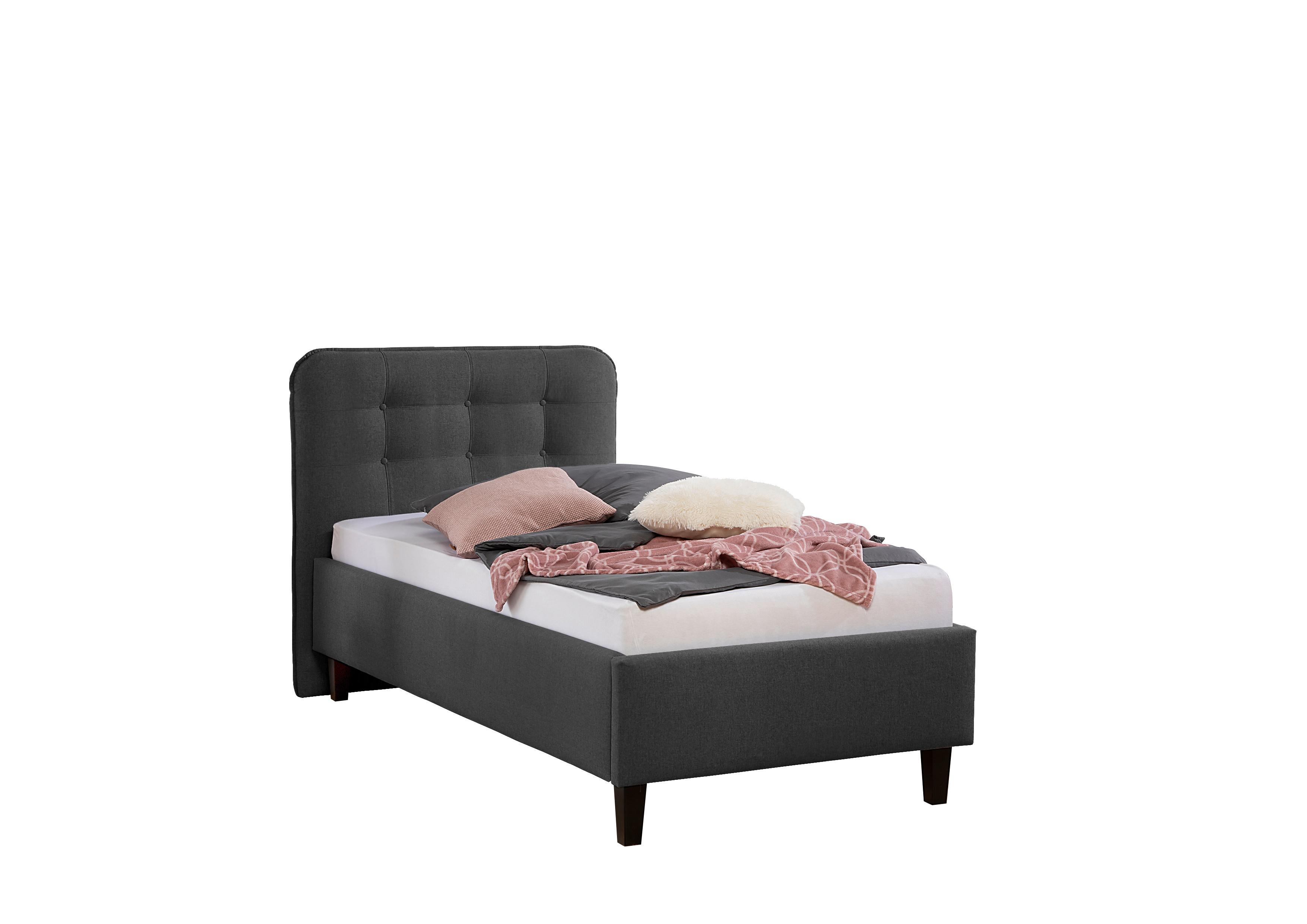 Polsterbett Alian Anthrazit ca. 100x200 cm - Anthrazit/Schwarz, MODERN, Holz/Textil (100/200cm) - Livetastic