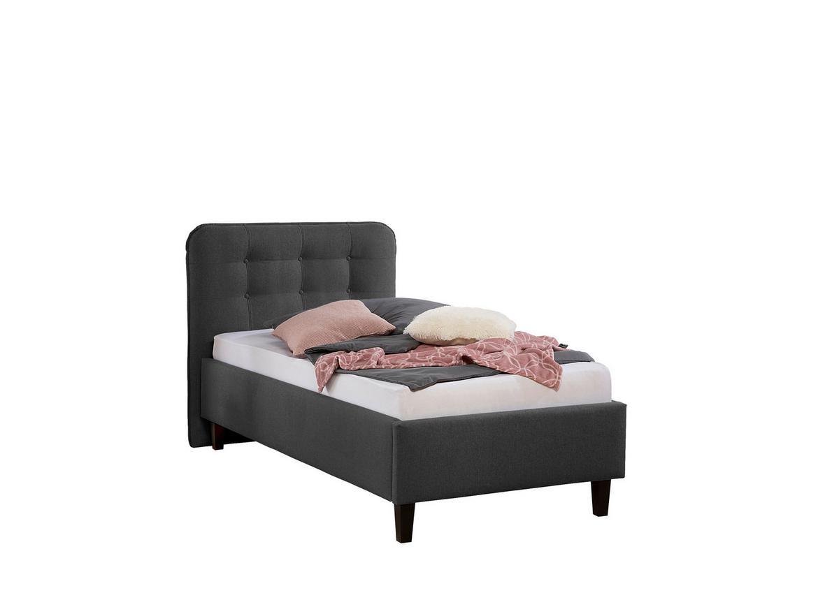 Polsterbett Alian Anthrazit ca. 100x200 cm - Anthrazit/Schwarz, MODERN, Holz/Textil (100/200cm) - Livetastic