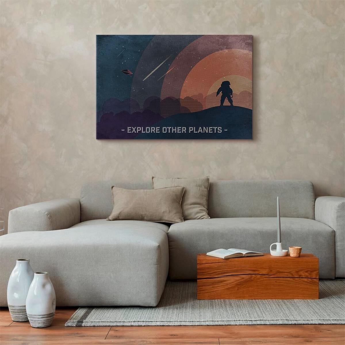 Slika Na Platnu Explore Other Planets - večbarvno, Basics, tekstil/les (90/60/1,2cm) - artgeist