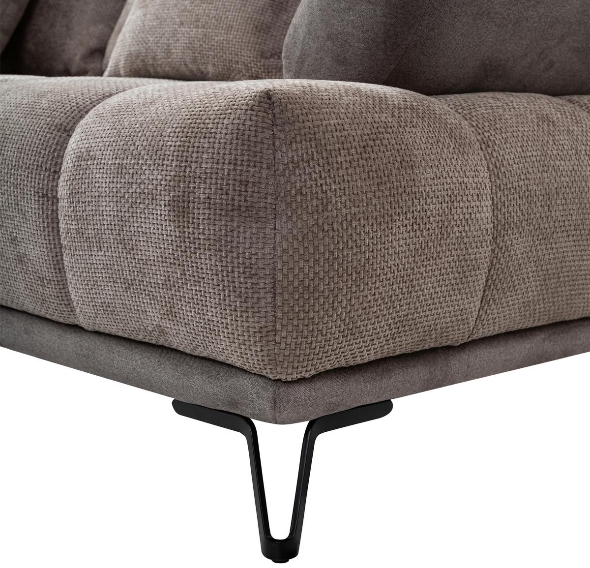 Ugaona Garnitura Largo N - crna/sivobraon, Moderno, tekstil/metal (184/262cm) - Modern Living