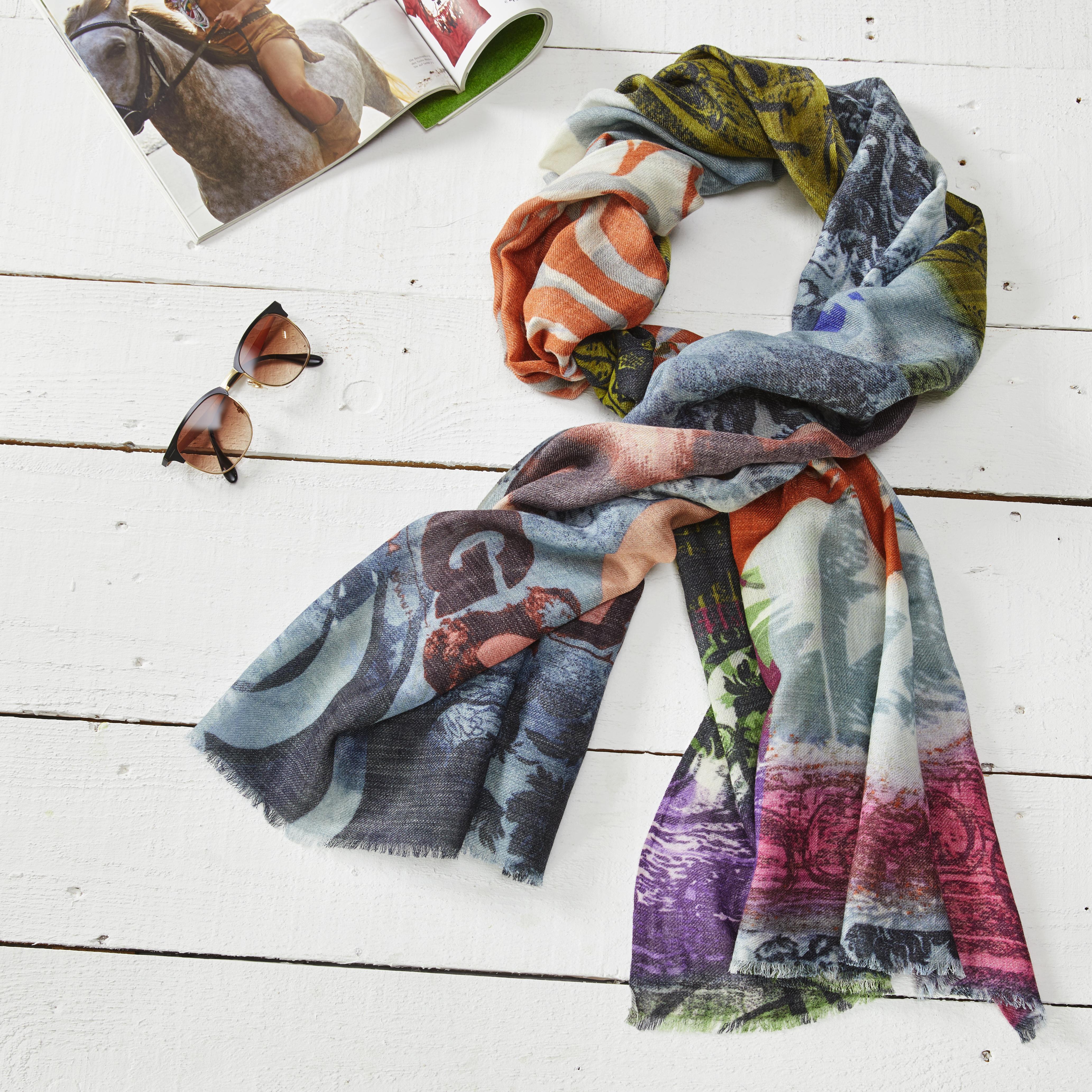 WOLLPASHMINA SCHAL SHALIMAR ca. 70X180 CM - Multicolor, MODERN, Textil (70/180cm) - Bessagi Home