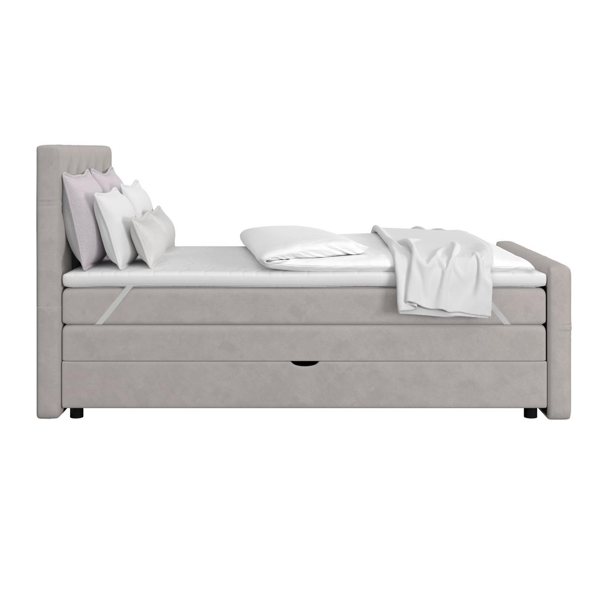 Boxspring Krevet Elio - srebrne boje/bež, Romantično / ladanjski, tekstil/plastika (140/200cm) - Modern Living
