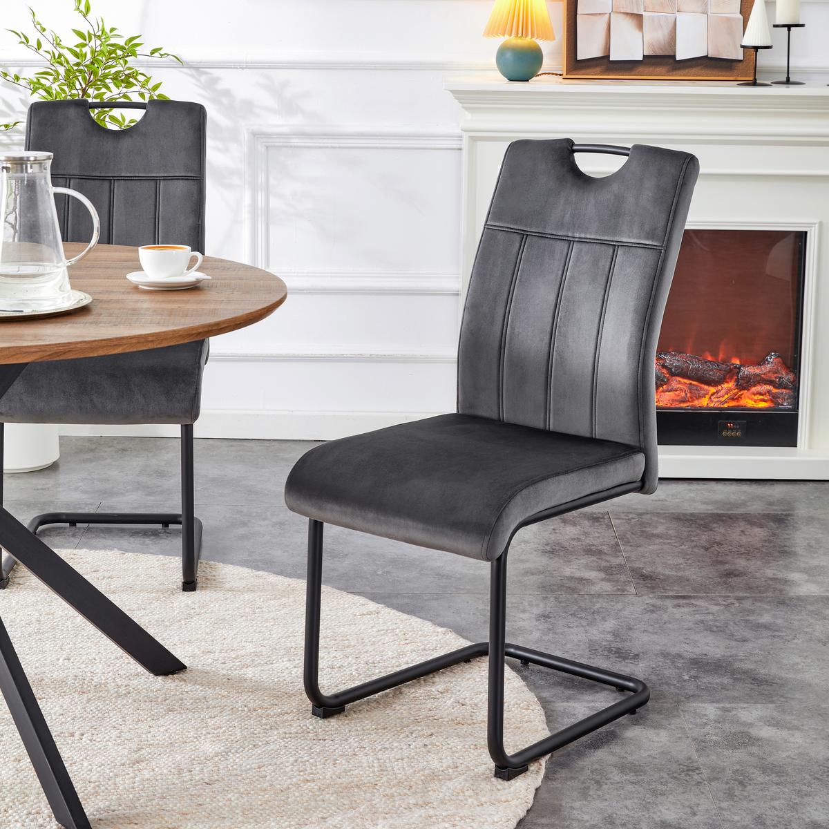 Set Nihajnih Stolov Lisa, Antracit, 2 Kos - črna/antracit, Moderno, kovina/tekstil (43/98/61cm) - MID.YOU