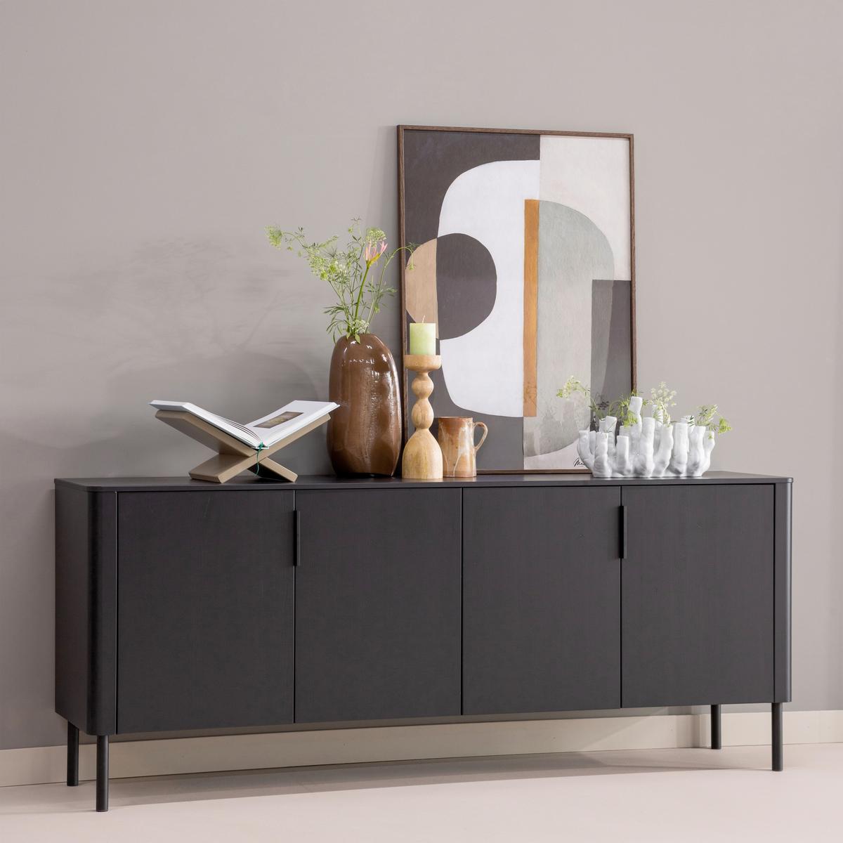 Sideboard Gunnar Schwarz B: 201 cm - Schwarz, Design, Holz/Metall (201/85/44cm) - Livetastic