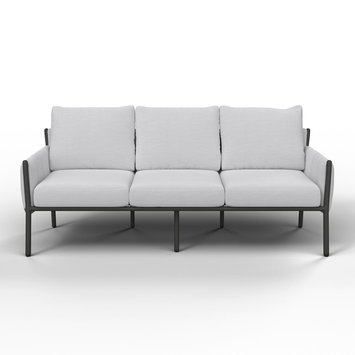 Loungegarnitur Annalotta Out doorstoff/Metall +Abdeckung - Creme/Weiß, MODERN, Glas/Textil (200,5/71,5/80,5cm) - Bessagi Garden
